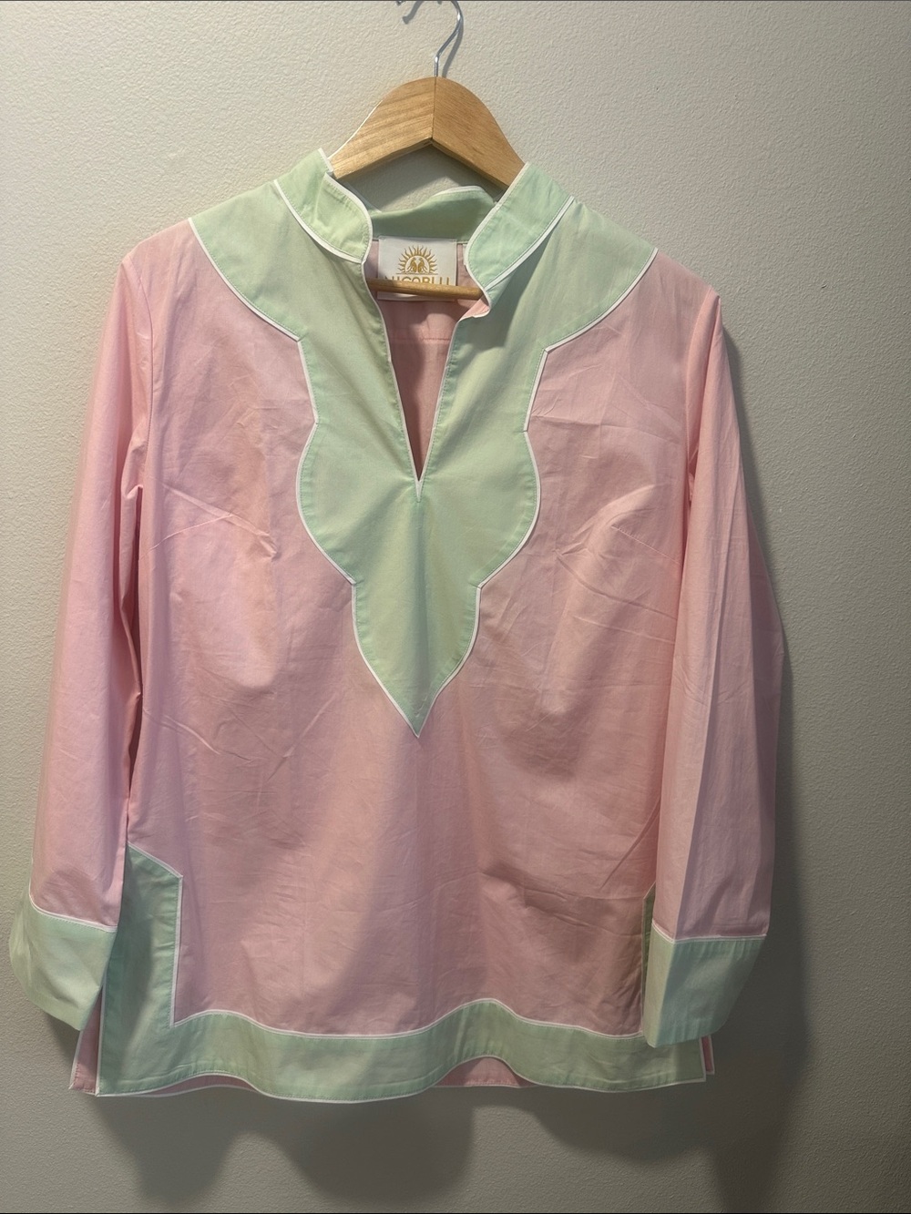 Sun & Stone Pink Tunic with Mint Trim
